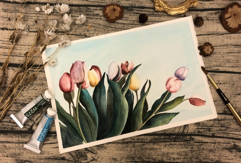 Tulip painting by Vivian