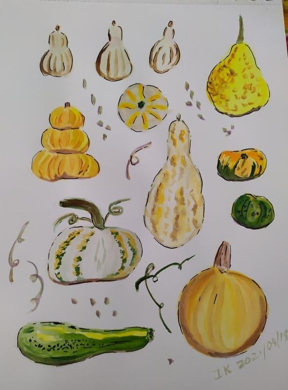 Pumpkins, water colour - student project