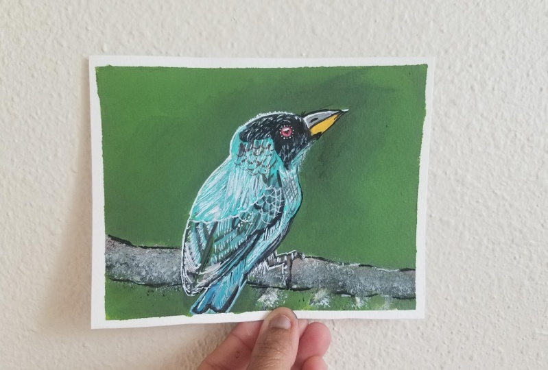 Realistic bird painting acrylic medium