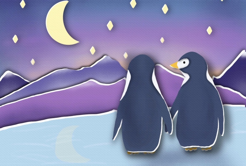 Penguins at dawn and Little Red in the “Hood”