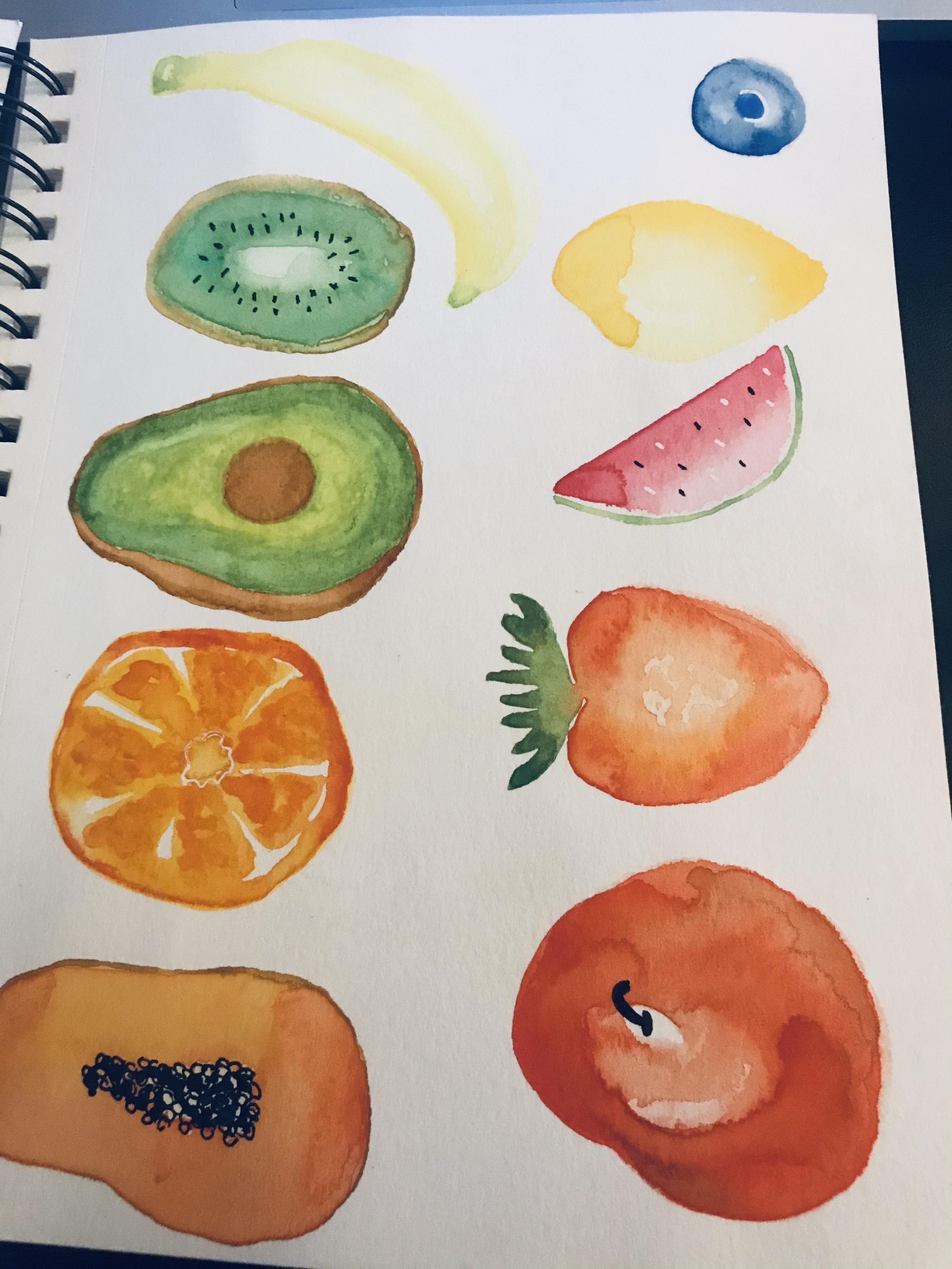 Watercolor fruit - student project