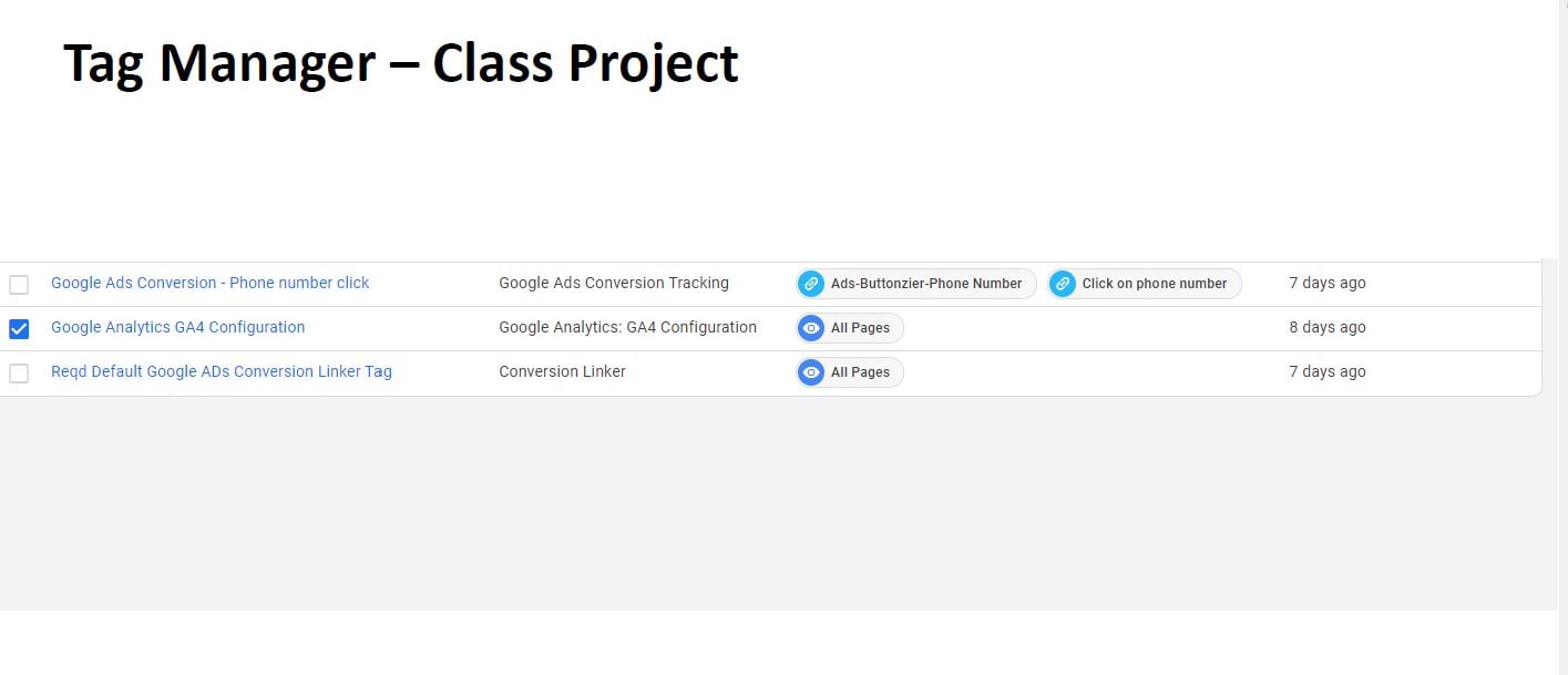 Tag Manager Project - student project