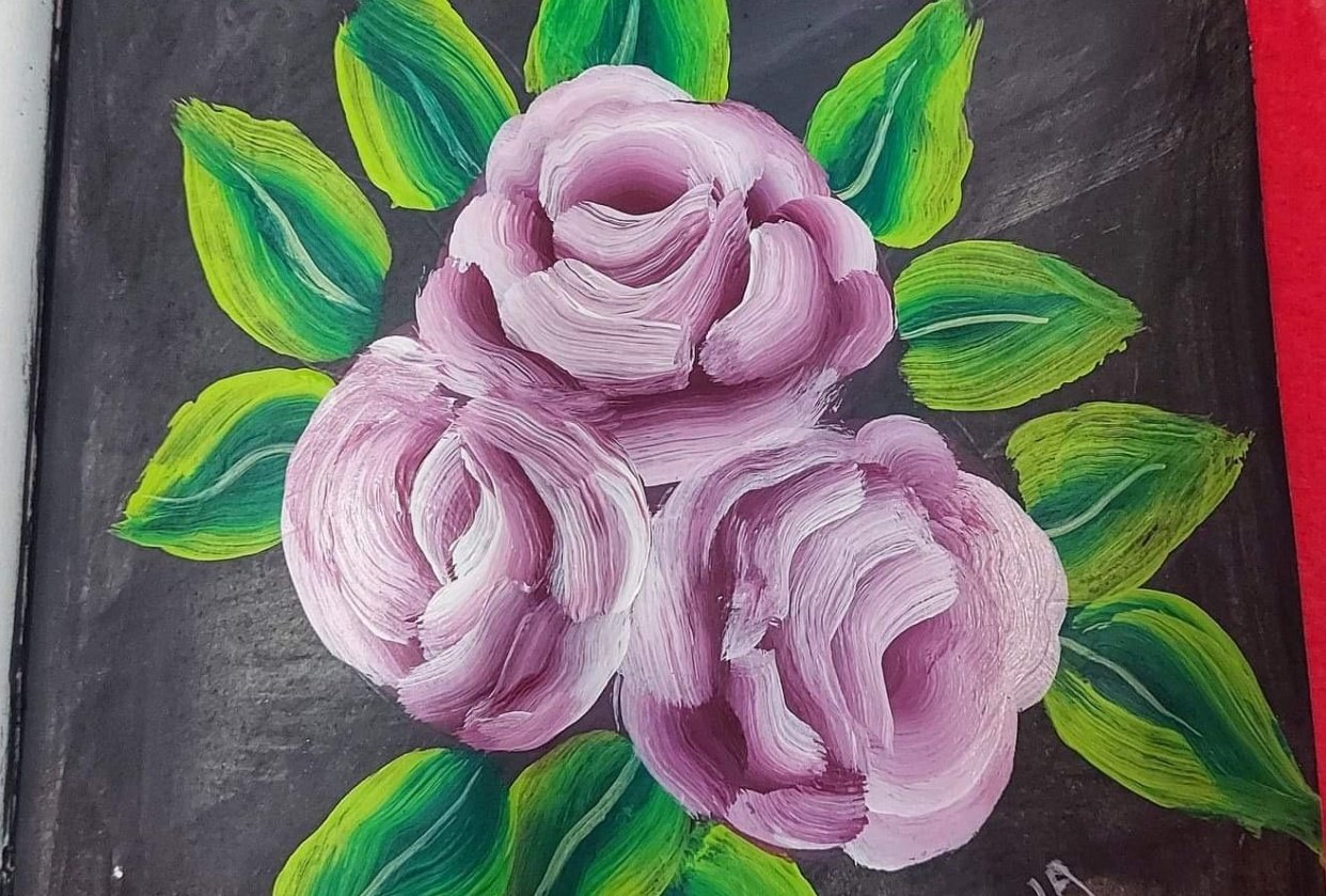Acrylic flower painting - student project