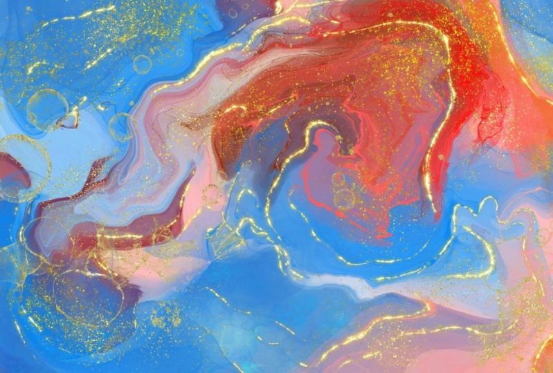 Digital Marbled Alcohol Ink with Gold