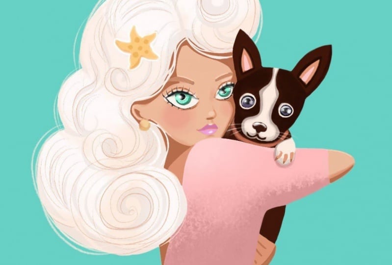 girl with a terrier