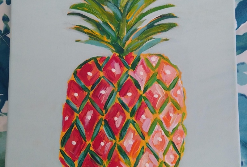 Acrylic Painting How to Paint a Colorful Pineapple with Acrylic Paint