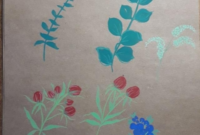 Gouache floral elements