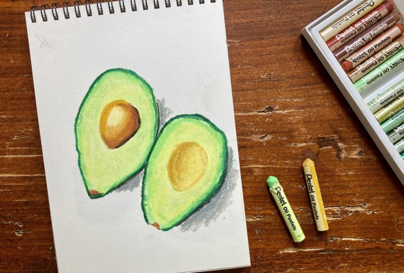 Oil pastels food sketches