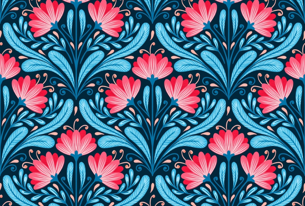 pink & blue diamond floral - student project
