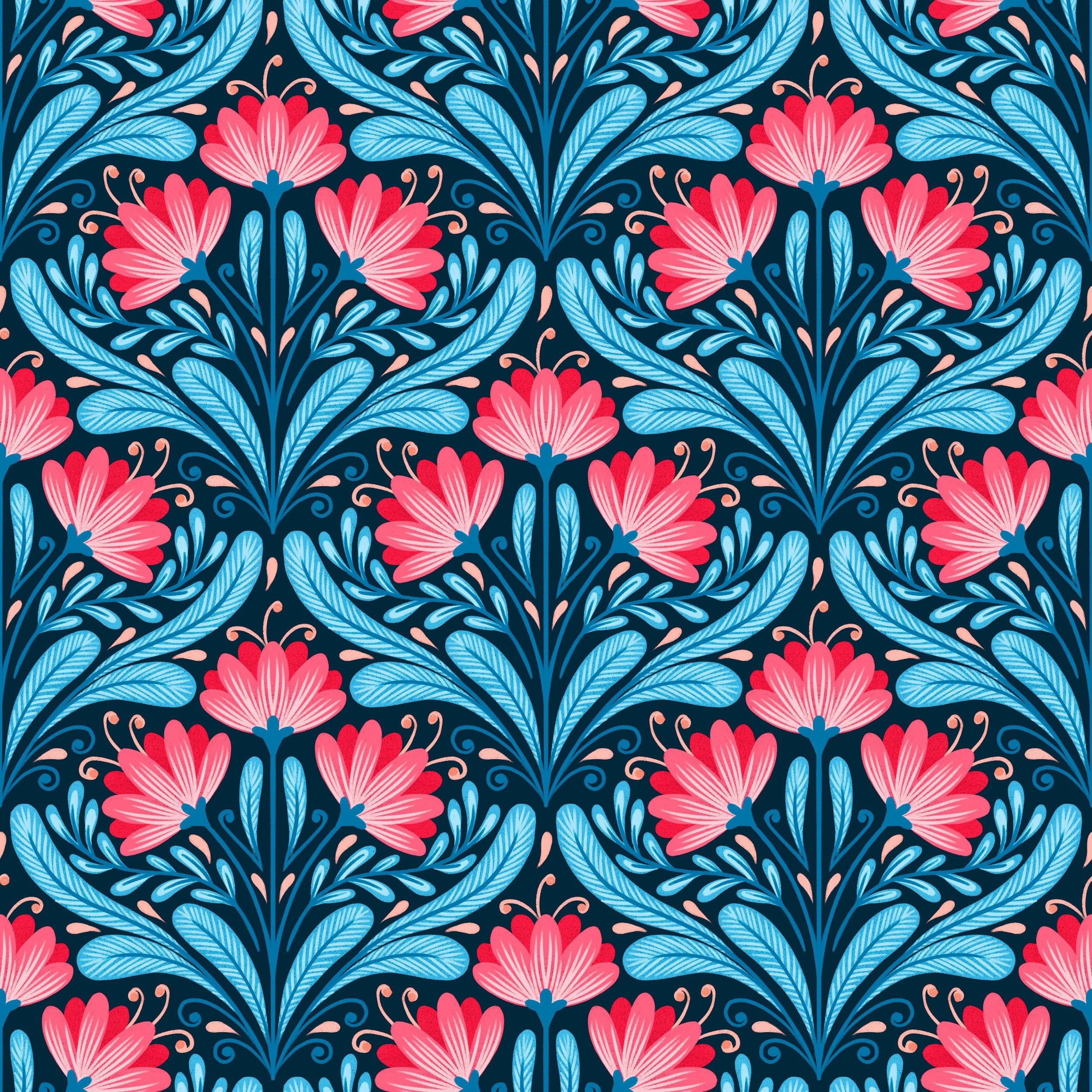 pink & blue diamond floral - student project