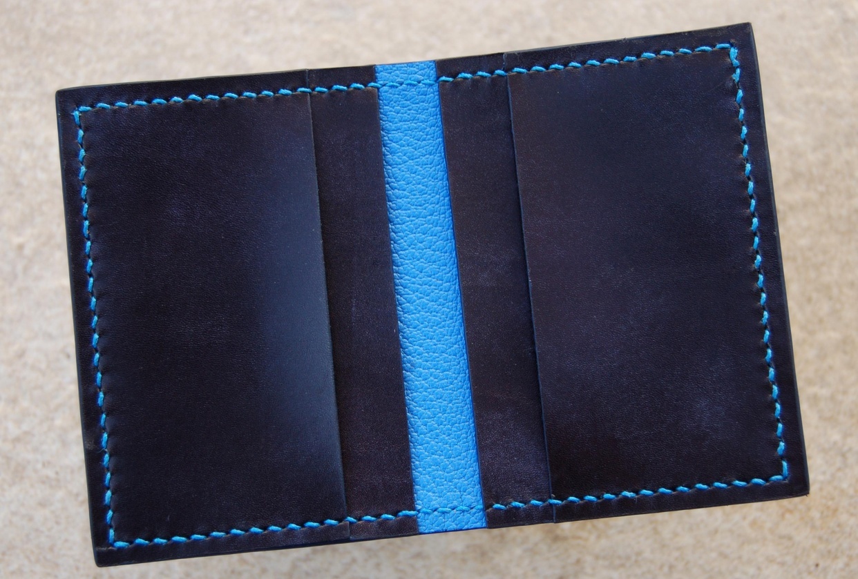 Handmade Minimalist Bifold Wallet in Chevre and Calfskin - student project
