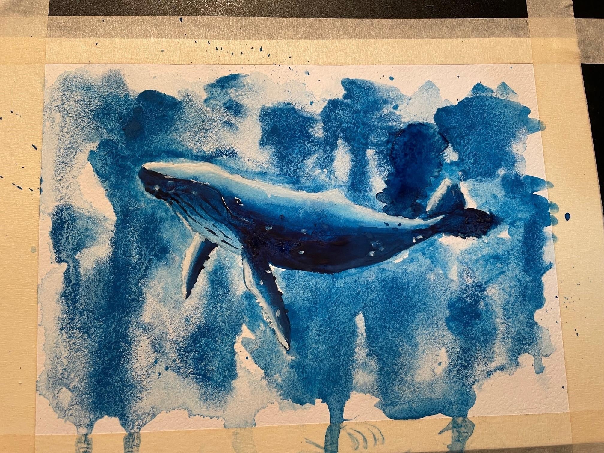 Watercolour whale - student project