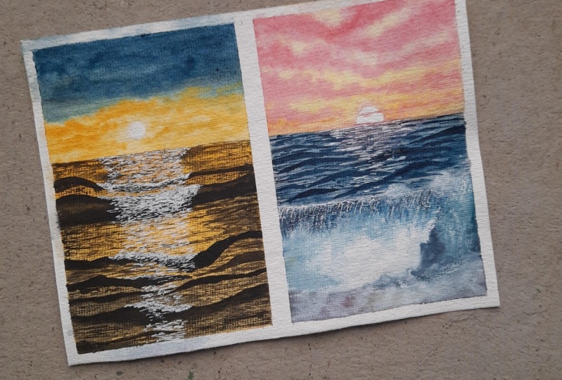 Watercolor Sunset Seascapes