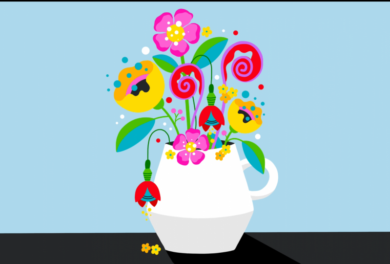 Illustrating A Botanical Composition: Florals In A Cup