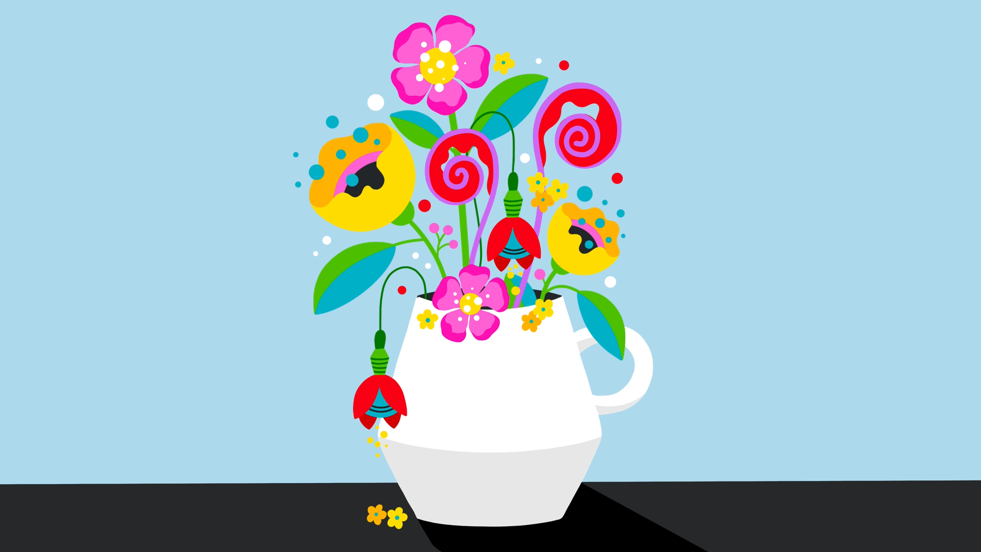Illustrating A Botanical Composition: Florals In A Cup