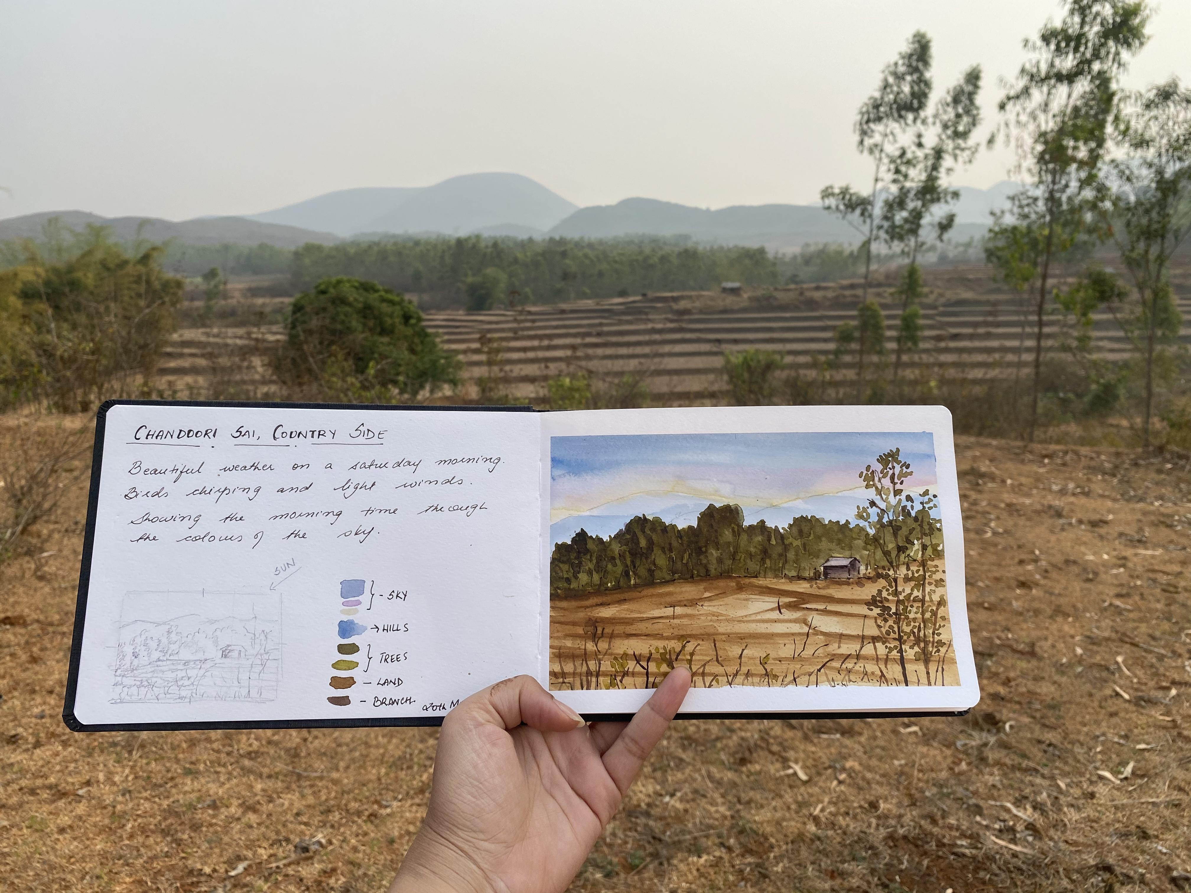 Outdoor Painting - Rustic Countryside Landscape - student project