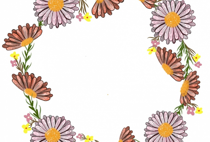 Line flower wreath