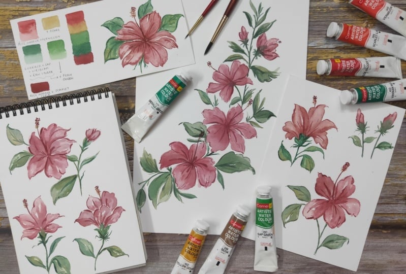 Loose Watercolour Hibiscus