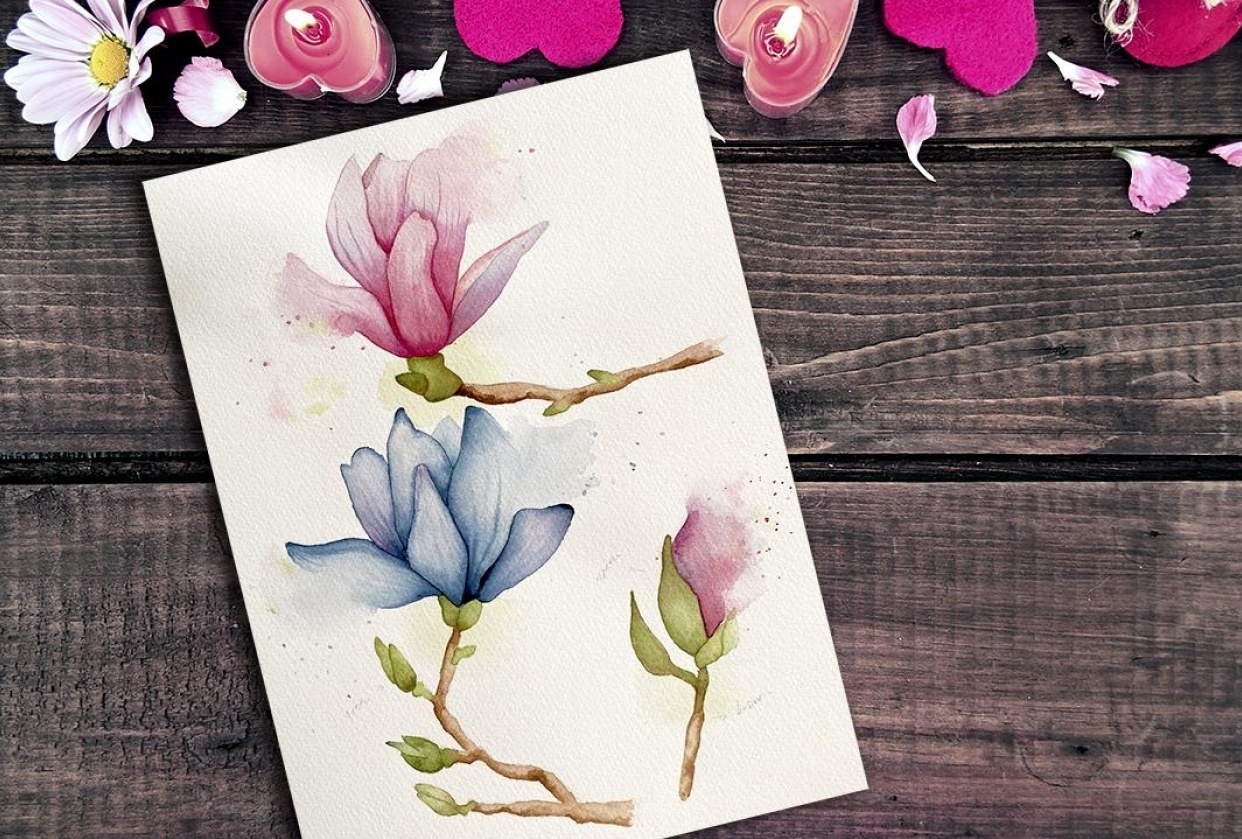 Botanical Watercolor - Magnolia - student project