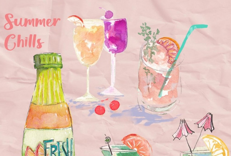 Summer chills- watercolor, ink and more