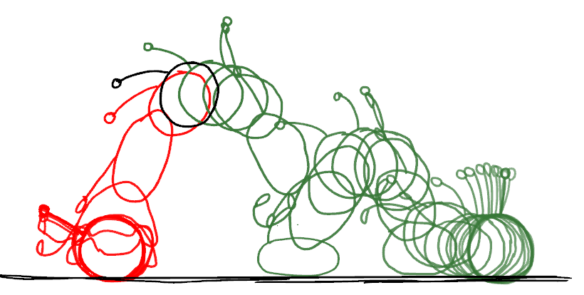 Bouncing ball with tail. - student project