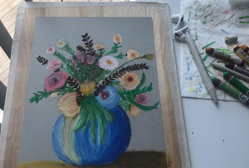Flowers with oil pastels