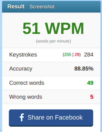 Words per minute - student project