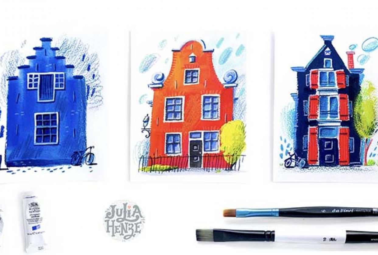 Example Project - Working with Gouache & Colored Pencils: Let's Draw Some Homes! - student project