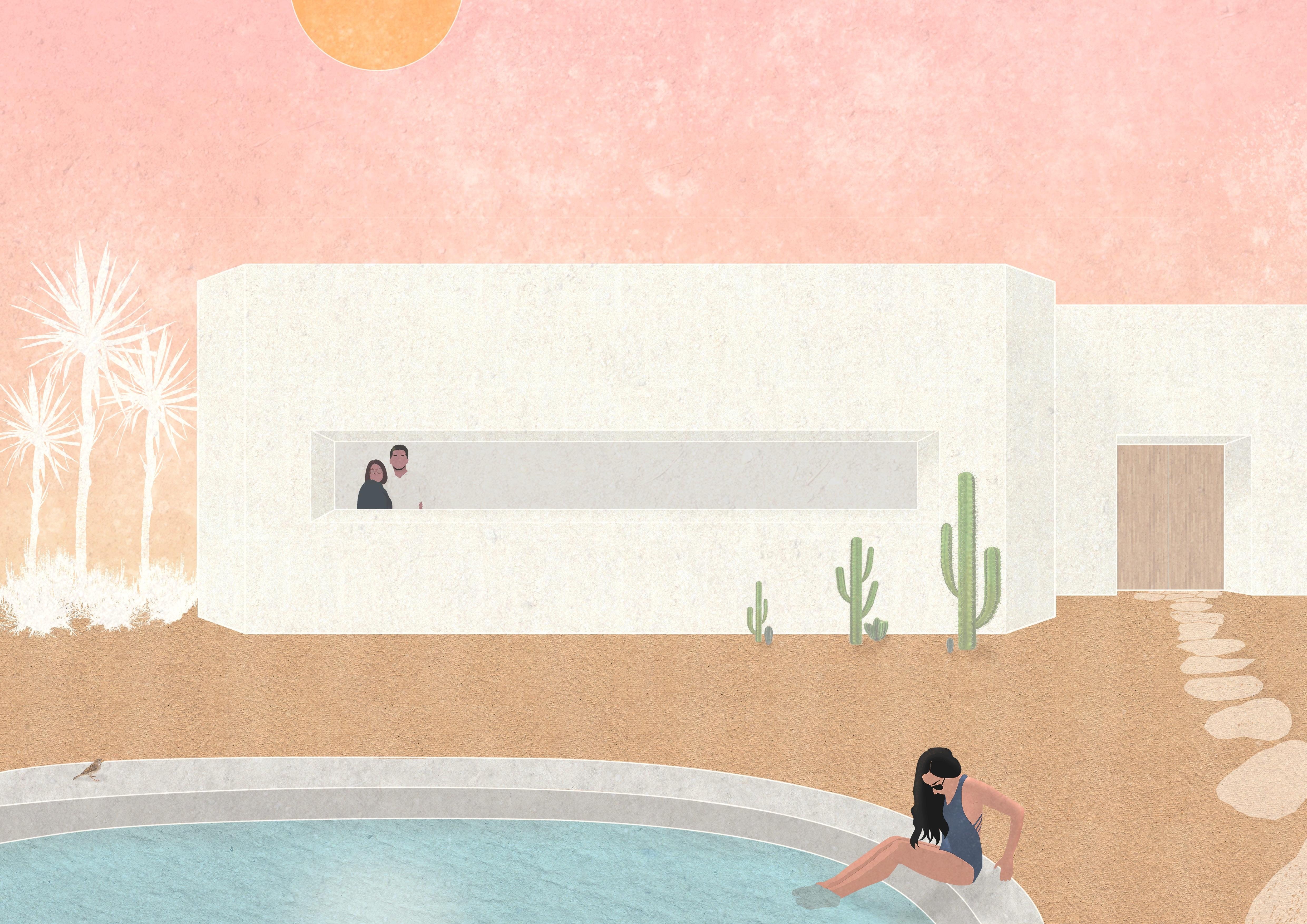 Desert + swimming pool + afternoon = - student project