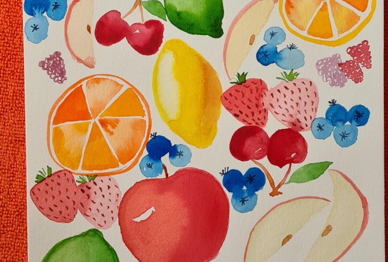 Watercolour juicy fruits