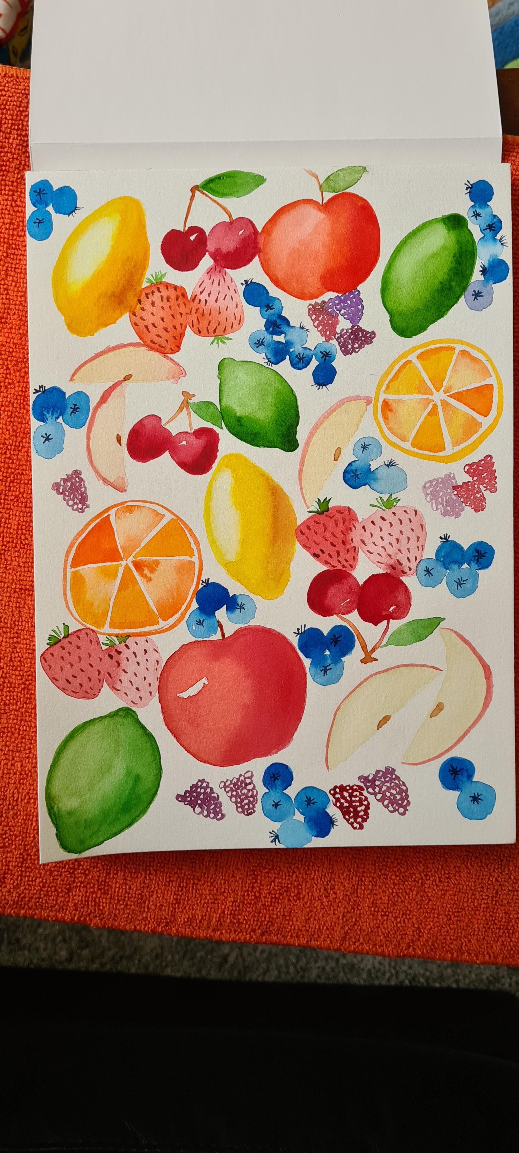 Watercolour juicy fruits - student project