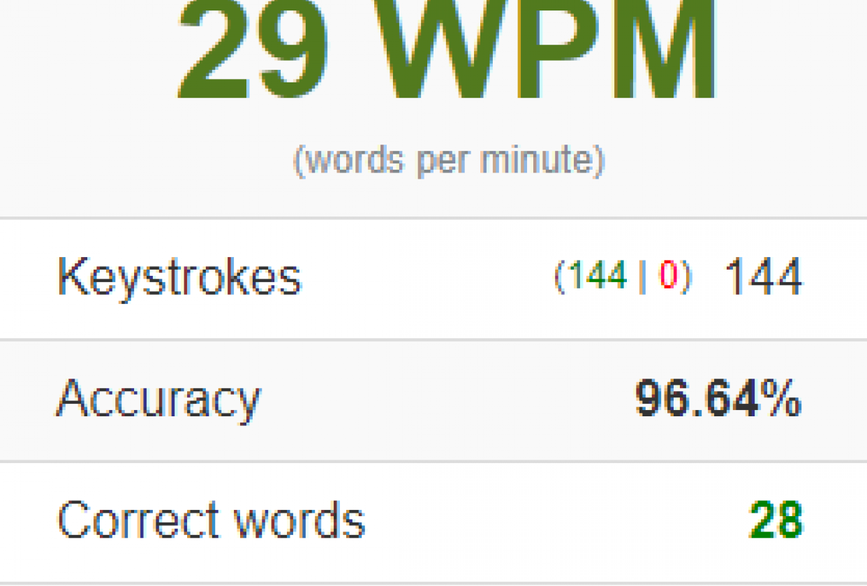 29 Words per minute - student project