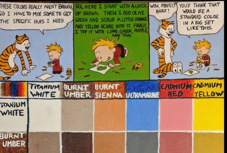 Color chart with a special appearance from Calvin and Hobbes