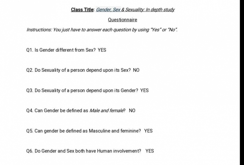 Gender, Sex and Sexuality