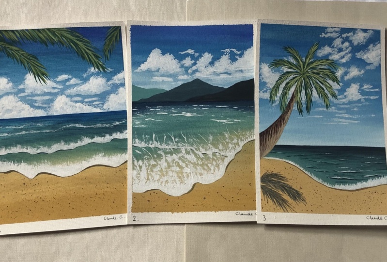 Tropical Beach Landscapes with Gouache