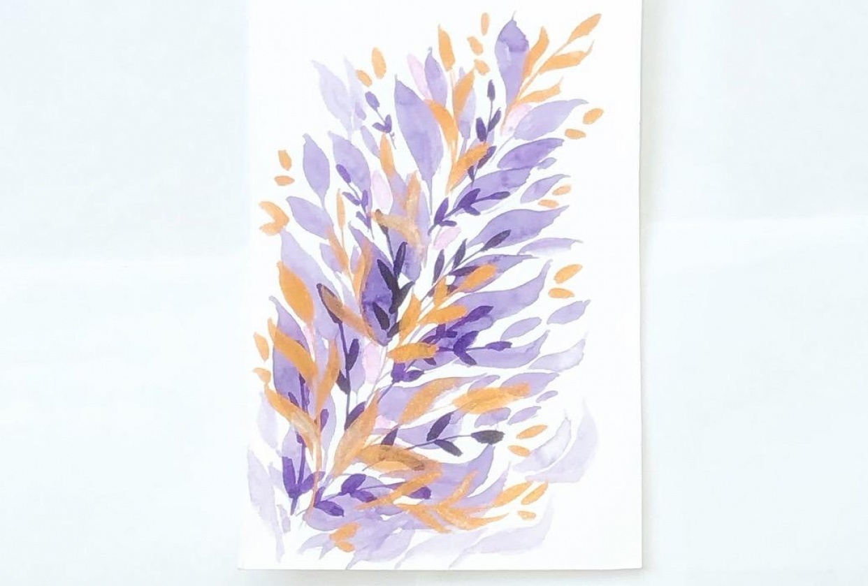 Watercolor leaves - student project