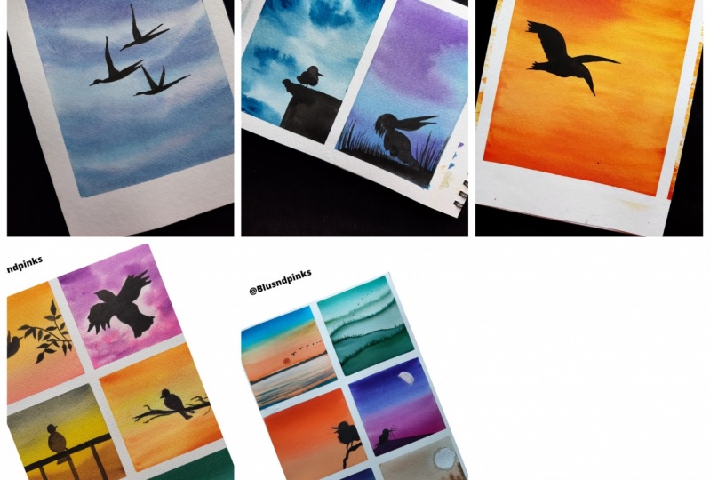 Birds are happily flying
