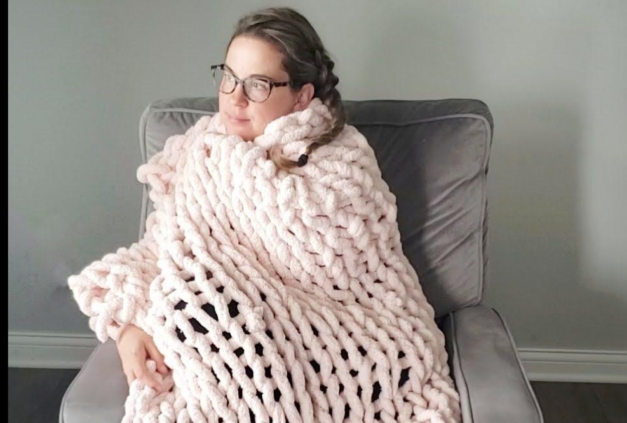 Finger Knitted Chunky Blanket - student project