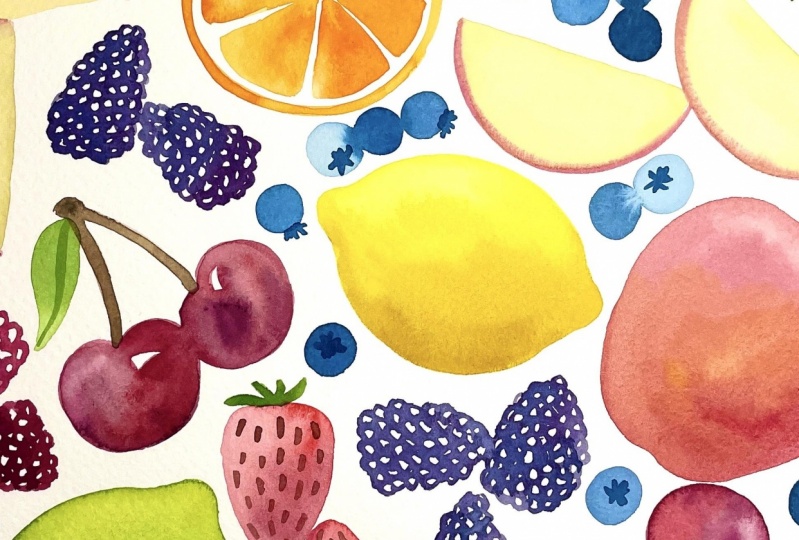 Watercolor Fruit!