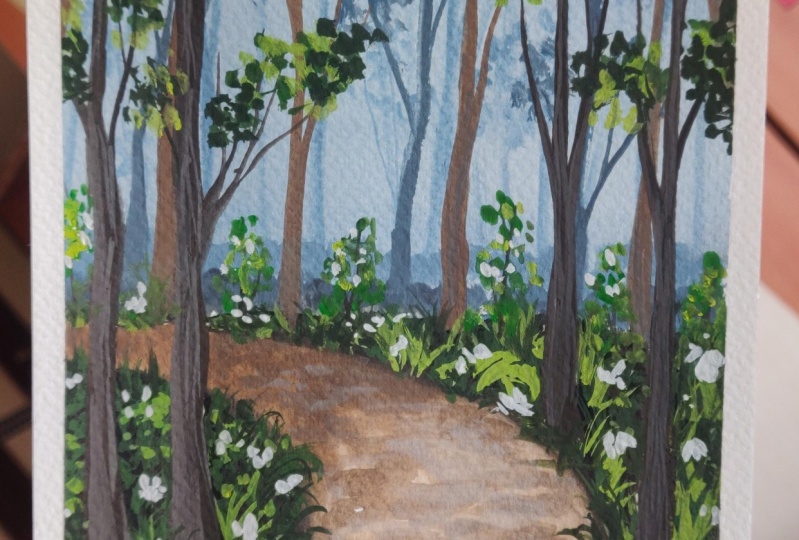 Tropical Forestscape using gouache