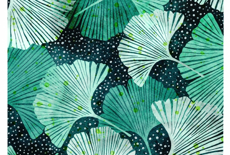 Negative painting fun with a ginkgo leaf brush I made a few months ago