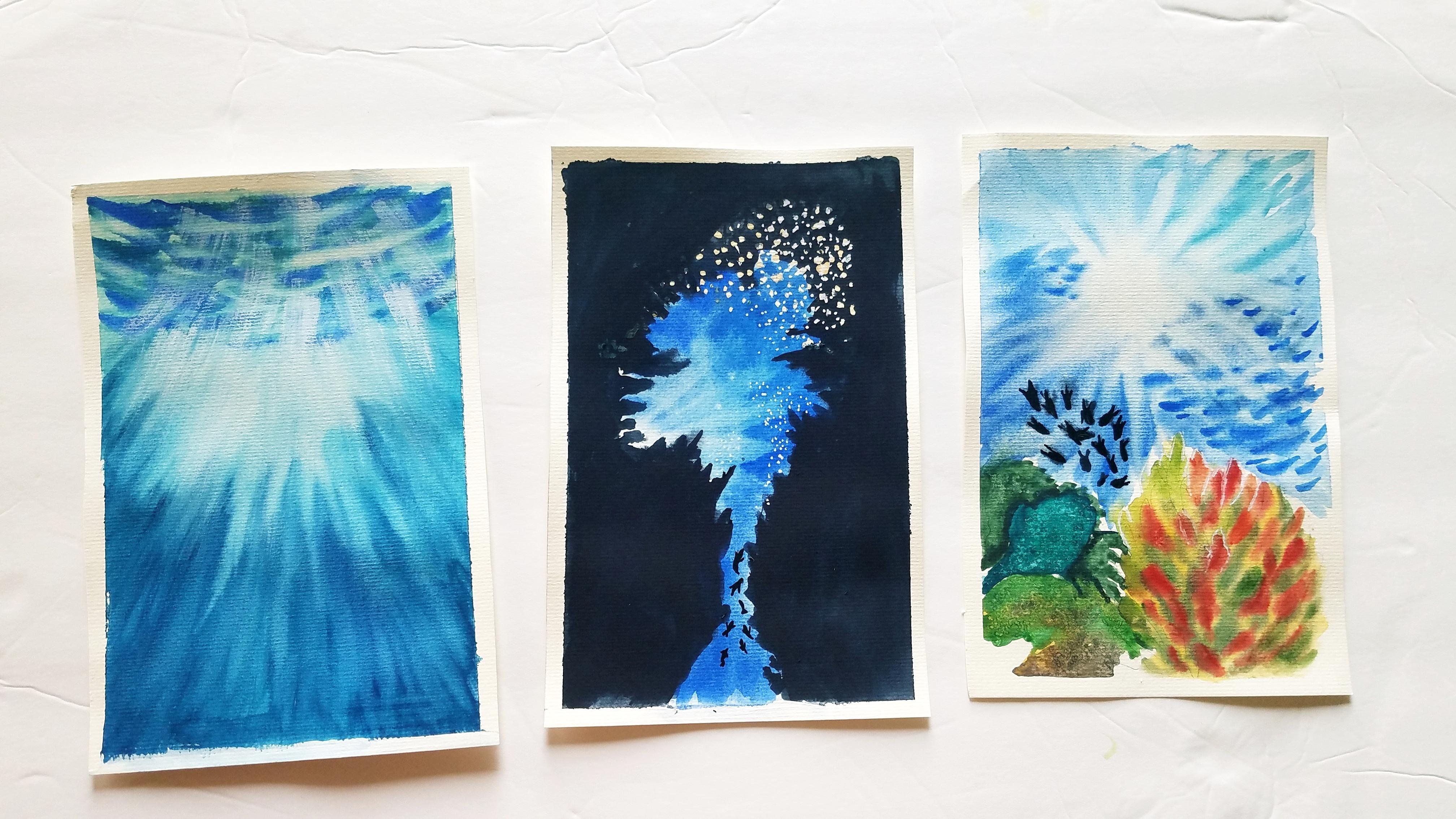 5 Days of Underwater Exploration with Watercolors - student project
