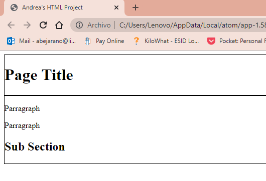 Andrea's HTML Project - student project