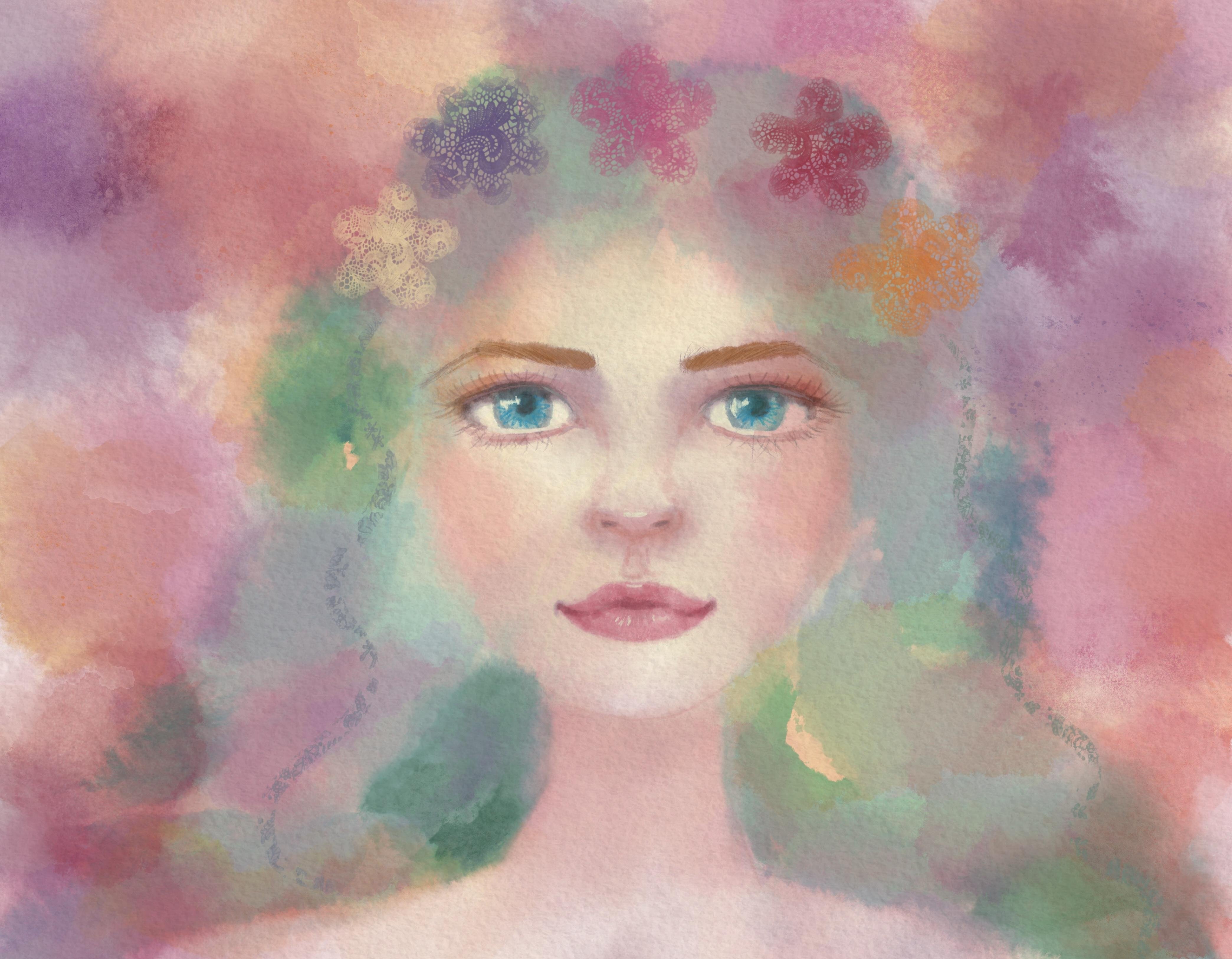 Watercolor Portrait in Procreate - student project