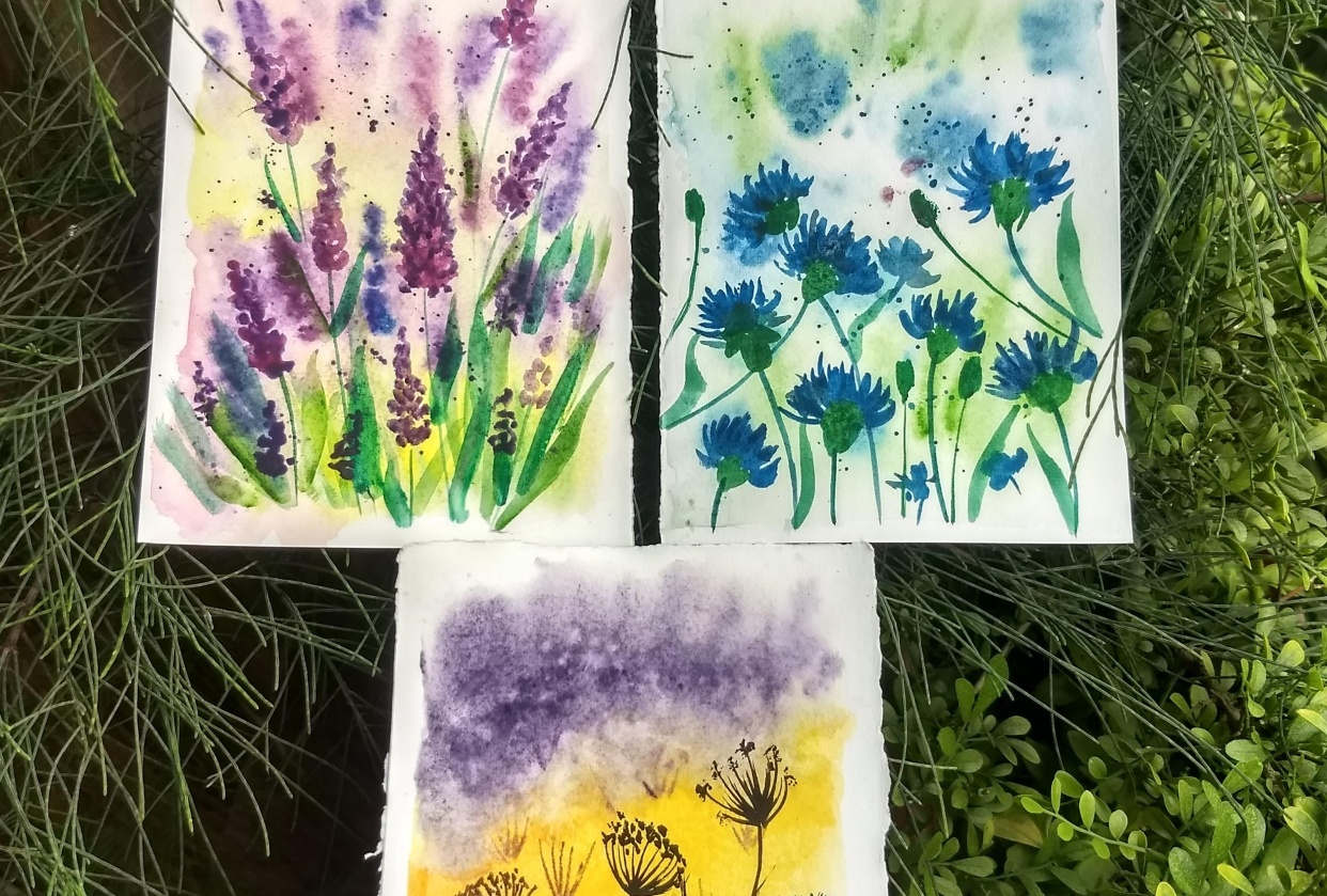 Watercolor meadow - student project