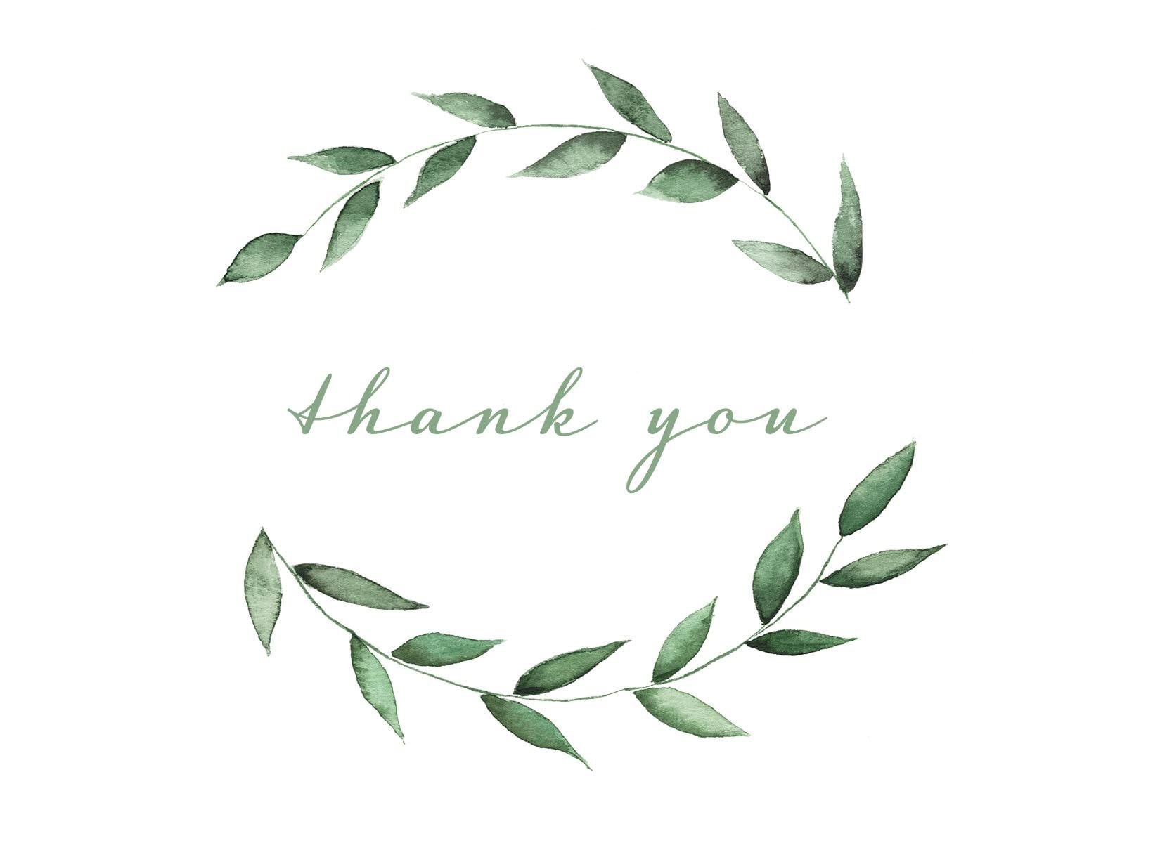Greenery Thank You Card Design - student project