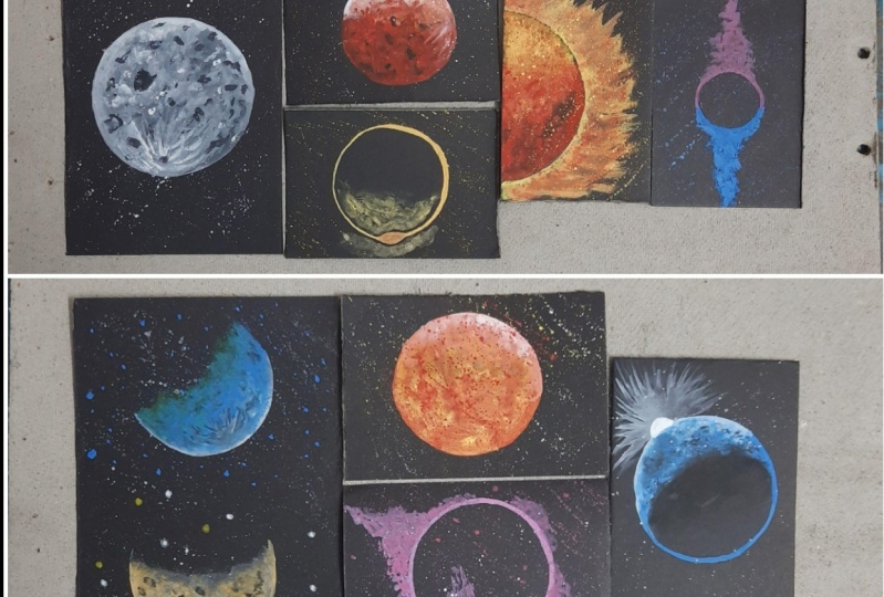 Cosmos : Moon, Sun & Eclipse - Easy Abstract Gouache Illustrations