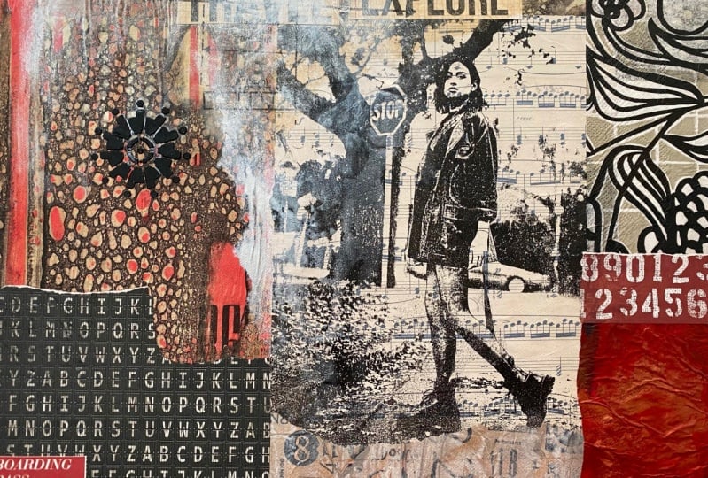 Boarding Pass - Mixed media collage
