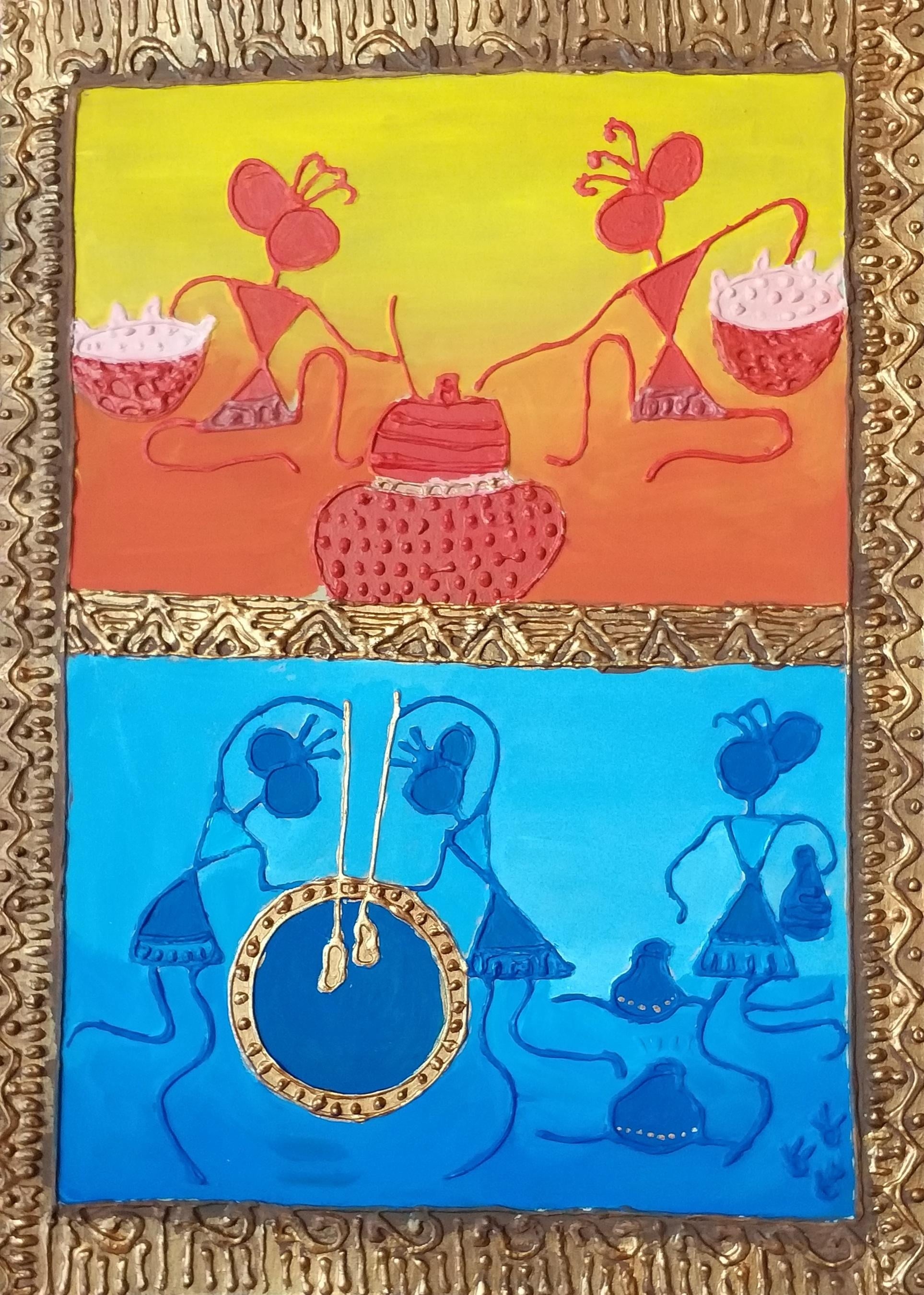 Warli 3D Folk Art Painting - student project