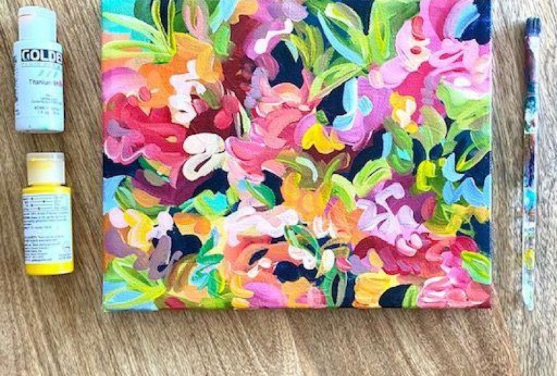Painting Over My Old Ugly Artwork with Flowers!